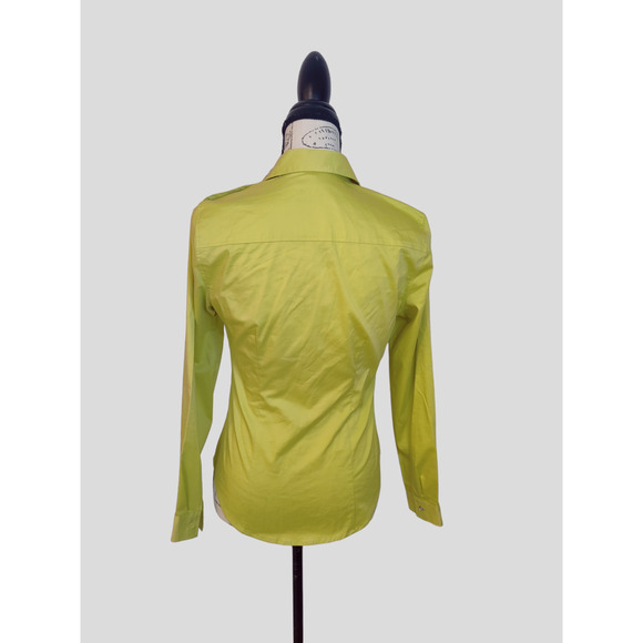 New York & Company Yellow Green Long Sleeve Fitted Stretch Button Up Shirt XS P - Picture 3 of 8